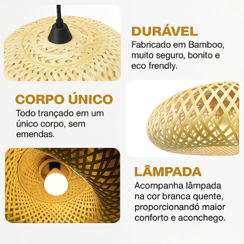 Lustre Rústico Pendente Orgânico - Modelo Honolulu Mini