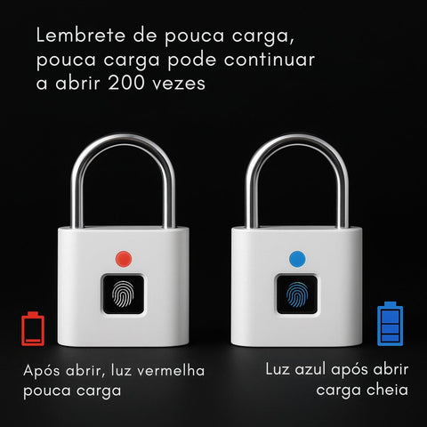 Cadeado Digital SmartLock – USB, Antirroubo e à Prova D'Água