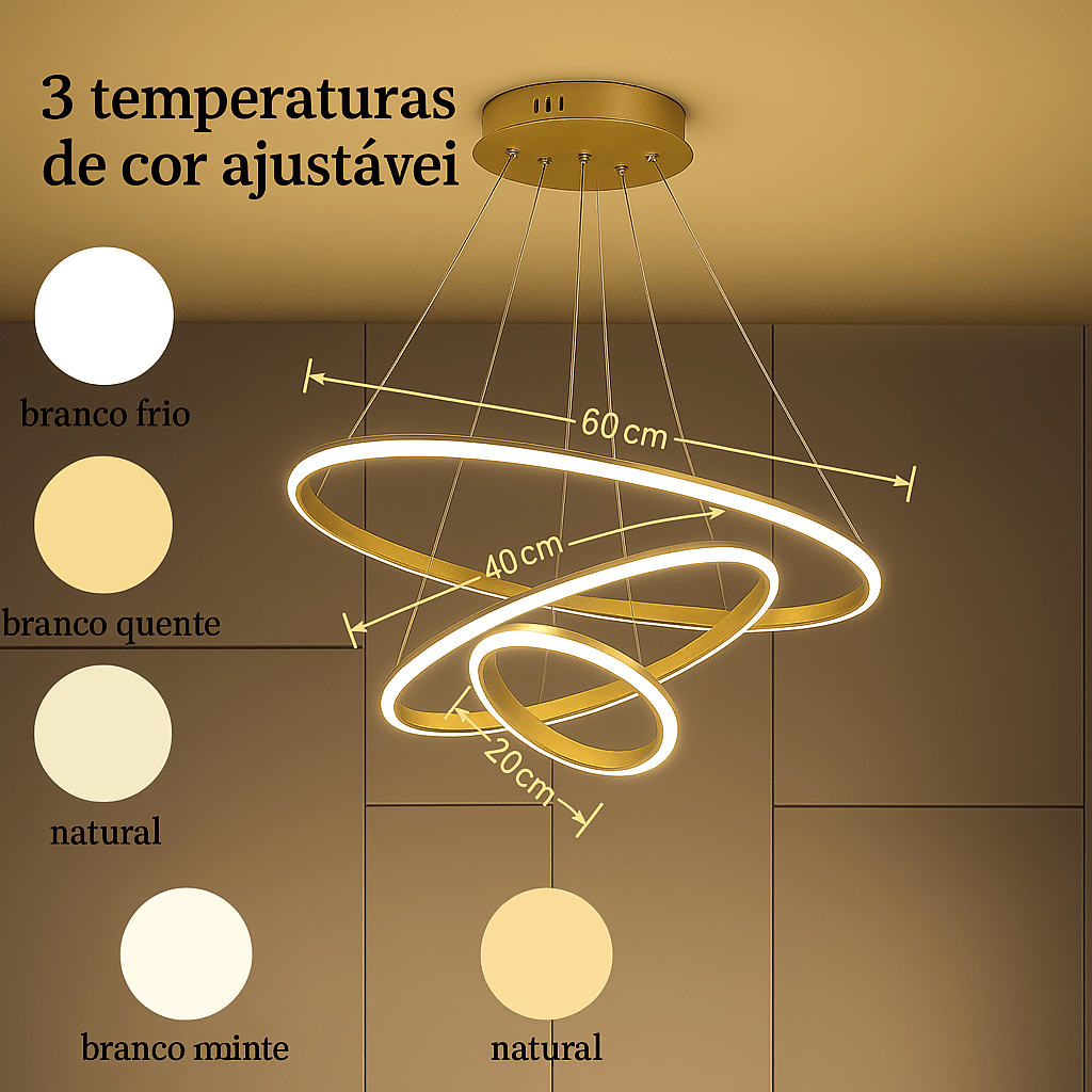 Lustre Escandinavo - 3 Cores