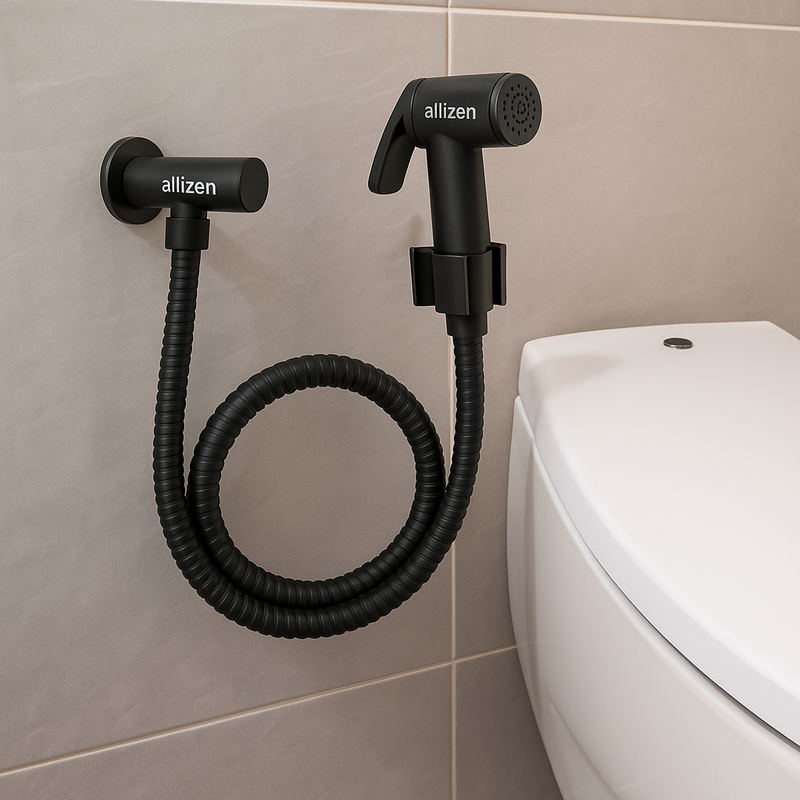 Kit De Banheiro Preto Com Ducha Higiênica - Porta Toalhas