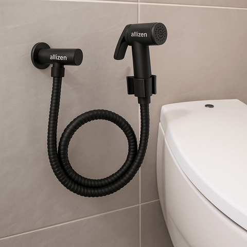 Kit De Banheiro Preto Com Ducha Higiênica - Porta Toalhas