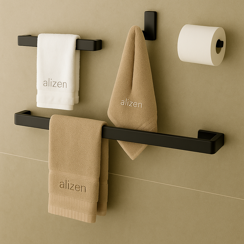 Kit De Banheiro Preto Com Ducha Higiênica - Porta Toalhas