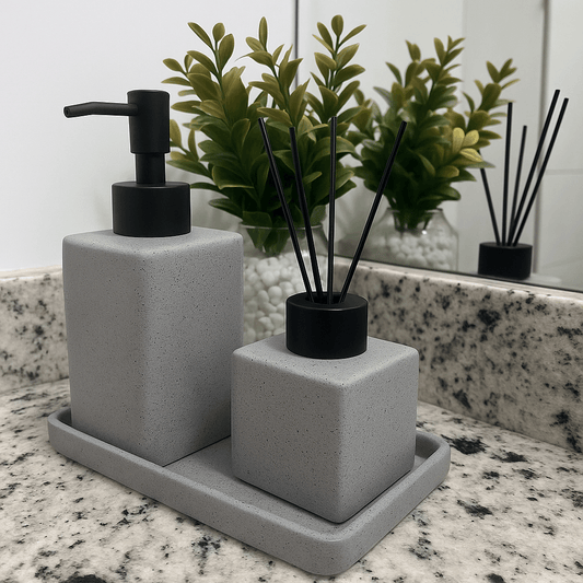 Kit Lavabo Banheiro -  Difusor Aromatizador em Cerâmica - Granilite