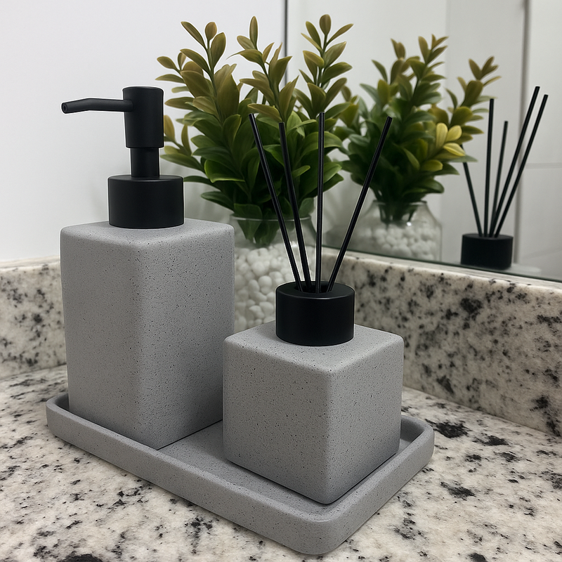 Kit Lavabo Banheiro -  Difusor Aromatizador em Cerâmica - Granilite