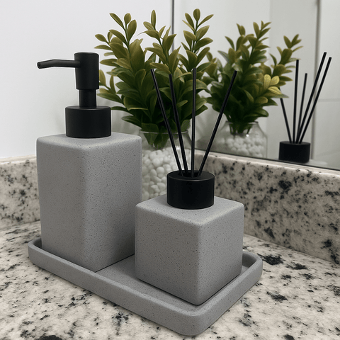 Kit Lavabo Banheiro -  Difusor Aromatizador em Cerâmica - Granilite