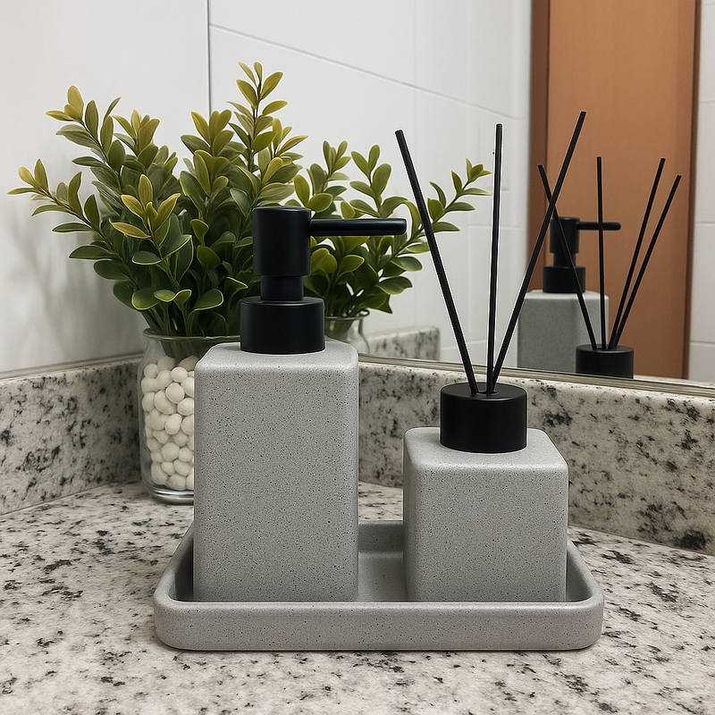 Kit Lavabo Banheiro -  Difusor Aromatizador em Cerâmica - Granilite