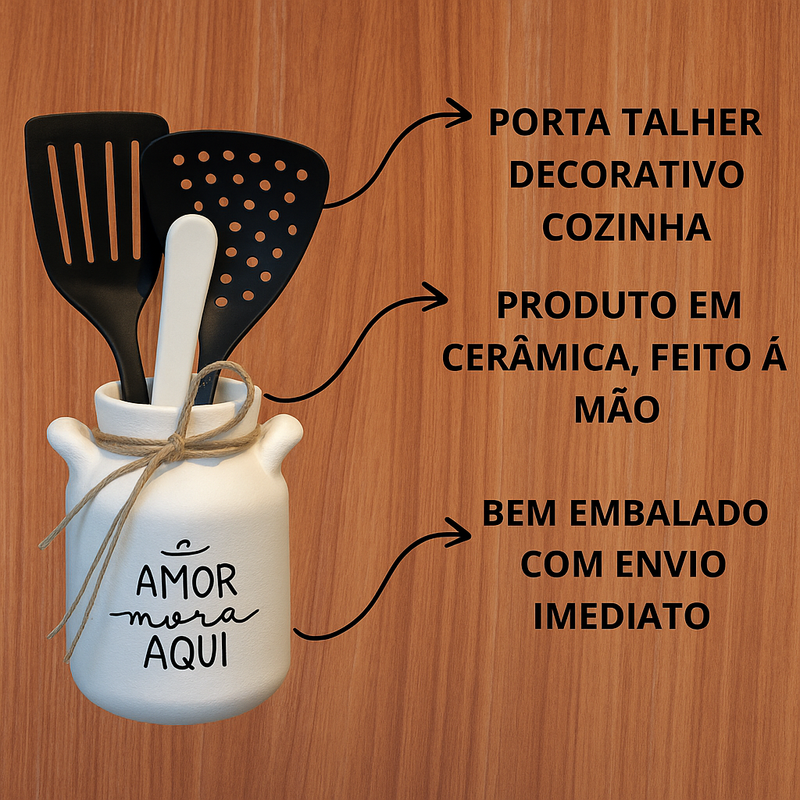 Porta Utensílios Cerâmico - Cozinha