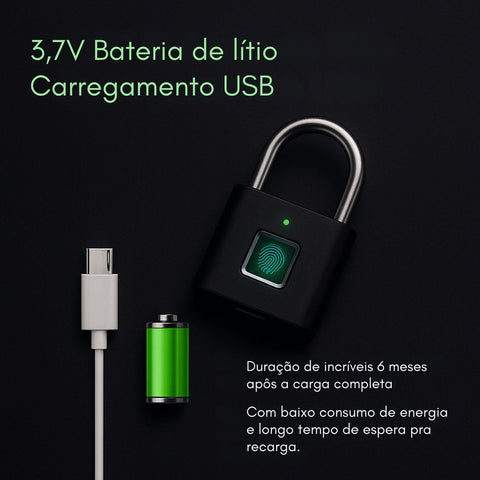 Cadeado Digital SmartLock – USB, Antirroubo e à Prova D'Água