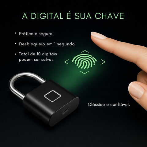 Cadeado Digital SmartLock – USB, Antirroubo e à Prova D'Água