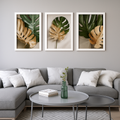 Kit 3 Quadros Decorativos com Moldura – Folhagem Costela de Adão