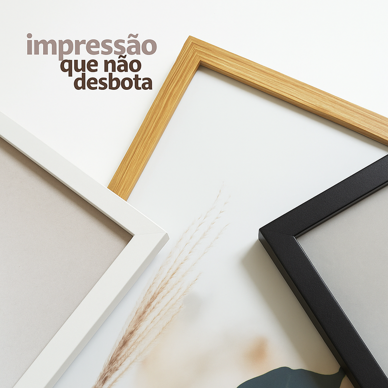 Kit 3 Quadros Decorativos com Moldura – Folhagem Costela de Adão