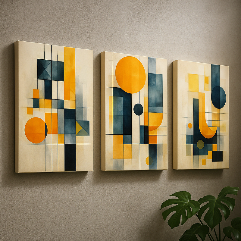 Kit de Quadros Decorativos Abstratos Geométricos