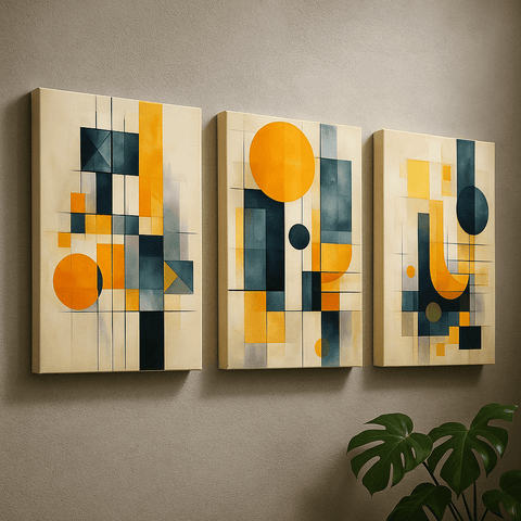 Kit de Quadros Decorativos Abstratos Geométricos