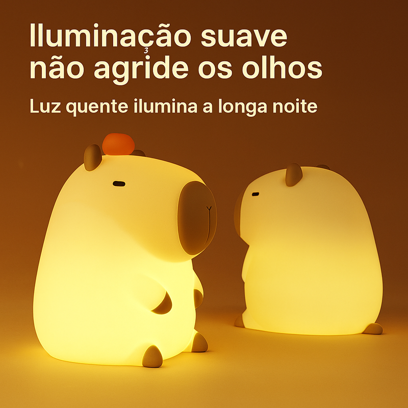 Luminária Capivara de Silicone – Luz Noturna Recarregável