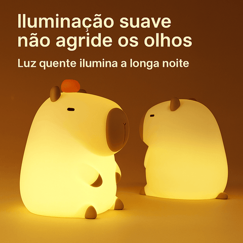 Luminária Capivara de Silicone – Luz Noturna Recarregável