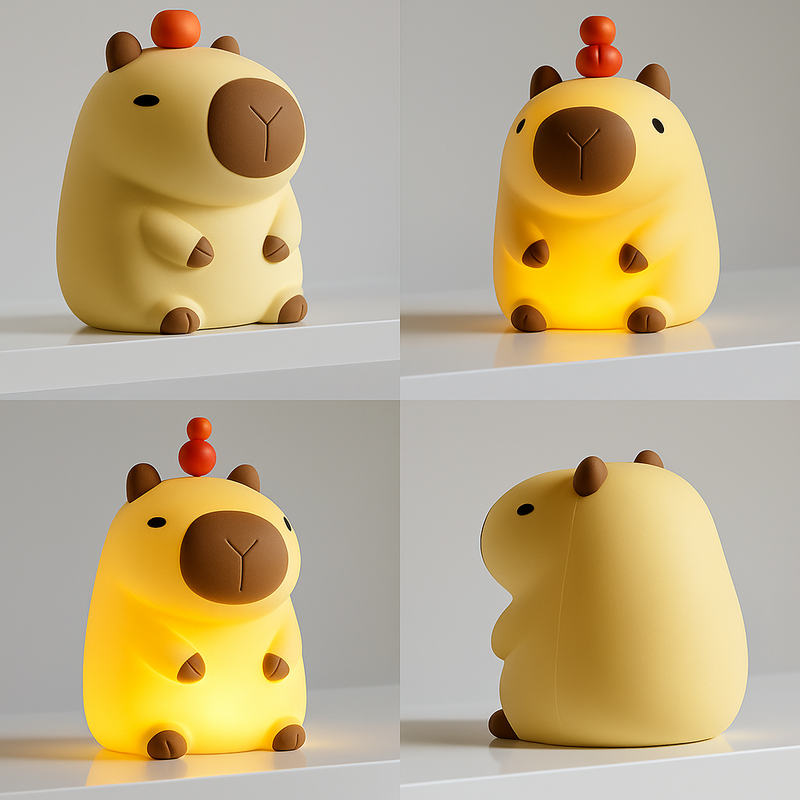 Luminária Capivara de Silicone – Luz Noturna Recarregável