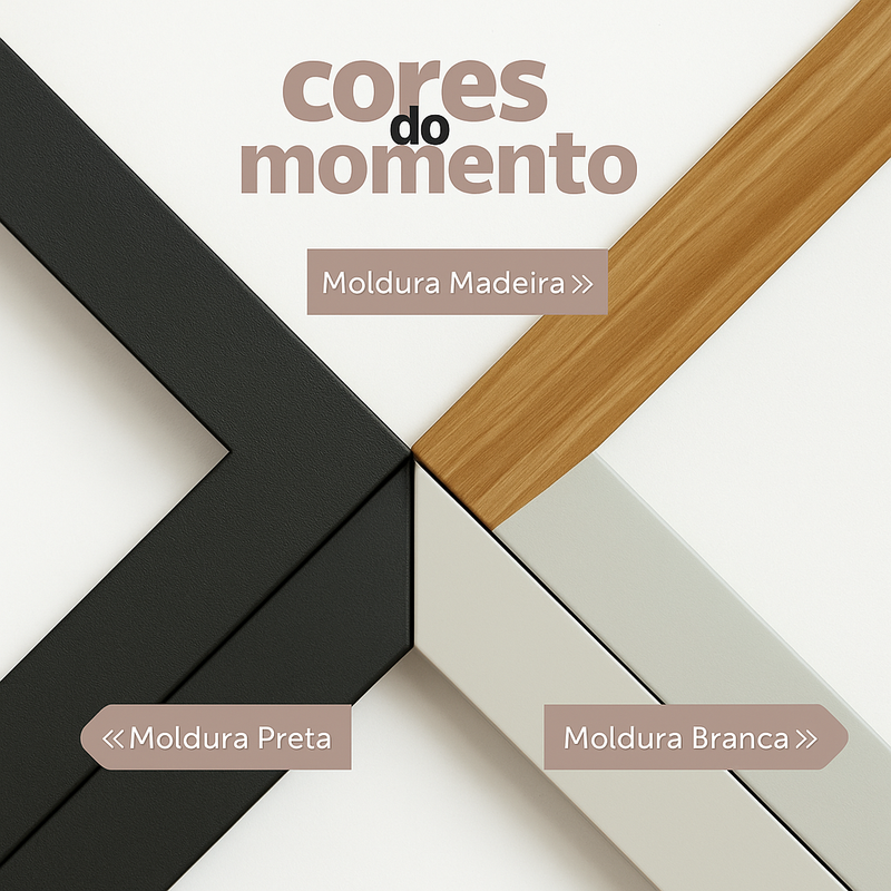 Kit 3 Quadros Decorativos com Moldura – Folhagem Costela de Adão