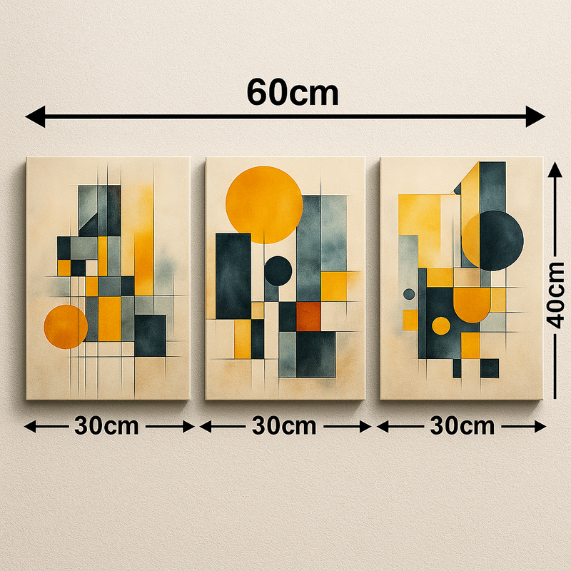 Kit de Quadros Decorativos Abstratos Geométricos