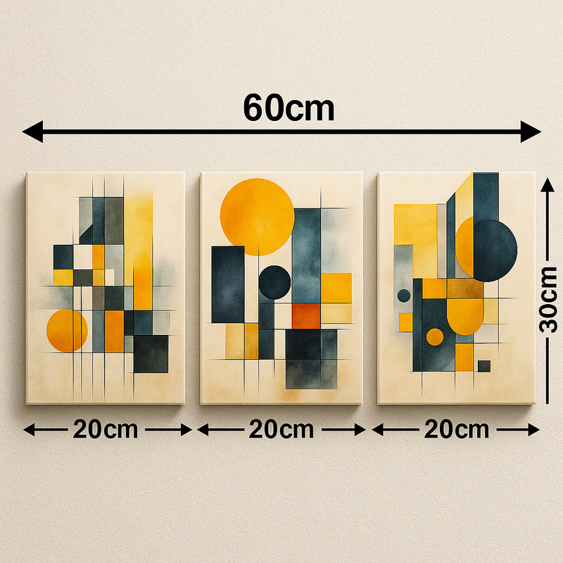 Kit de Quadros Decorativos Abstratos Geométricos