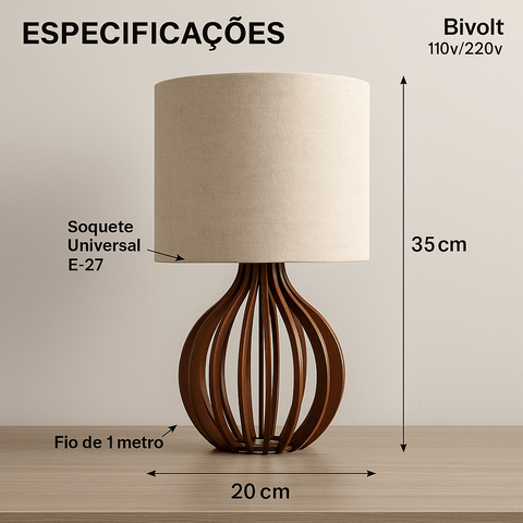 Kit 2 Abajur Luminária de Mesa
