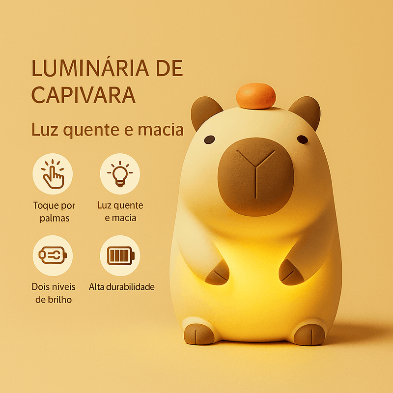 Luminária Capivara de Silicone – Luz Noturna Recarregável