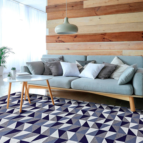 Tapete de Quarto Grande Jacquard - Geométrico Bege