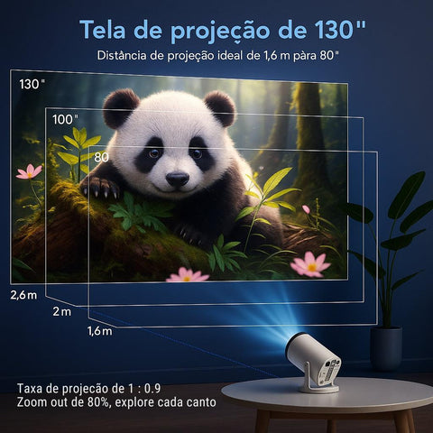 Projetor Portátil Cinemax – Android 11 - 4K HD 150 polegadas